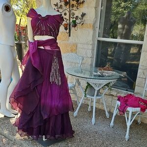 Gorgeous Middle Eastern Indian Bollywood Dress Crimson Rhinstones Belly Dancer